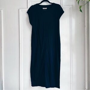 Everlane 100% cotton boxy tee shirt midi dress with slit transitional staple med